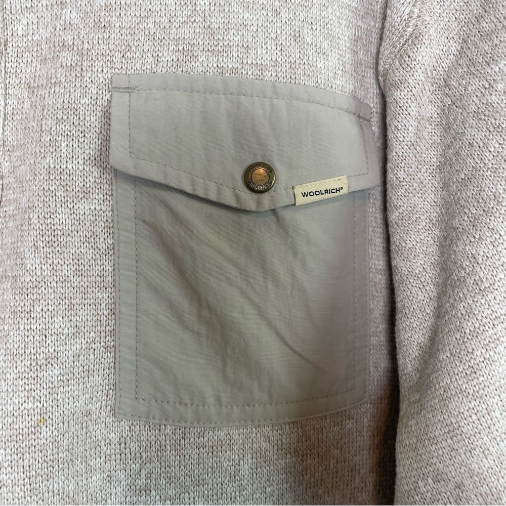 Woolrich 1/4 Snap T Drifter Knit Pullover Sweater Heather Knit Oatmeal Neutral - Picture 5 of 8